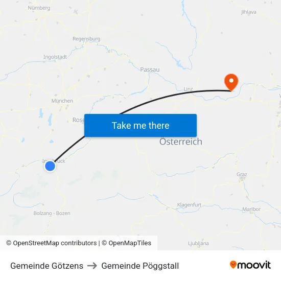 Gemeinde Götzens to Gemeinde Pöggstall map