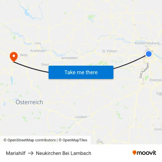 Mariahilf to Neukirchen Bei Lambach map