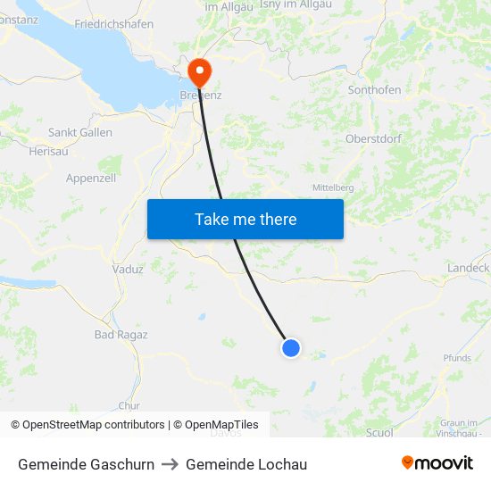 Gemeinde Gaschurn to Gemeinde Lochau map