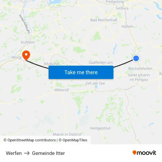 Werfen to Gemeinde Itter map