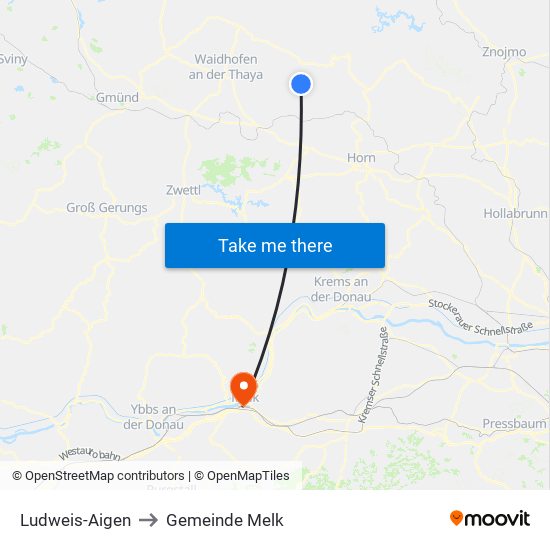 Ludweis-Aigen to Gemeinde Melk map
