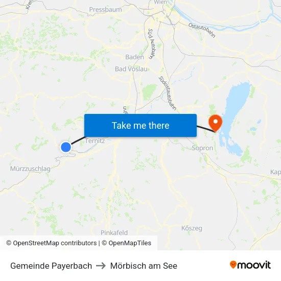 Gemeinde Payerbach to Mörbisch am See map