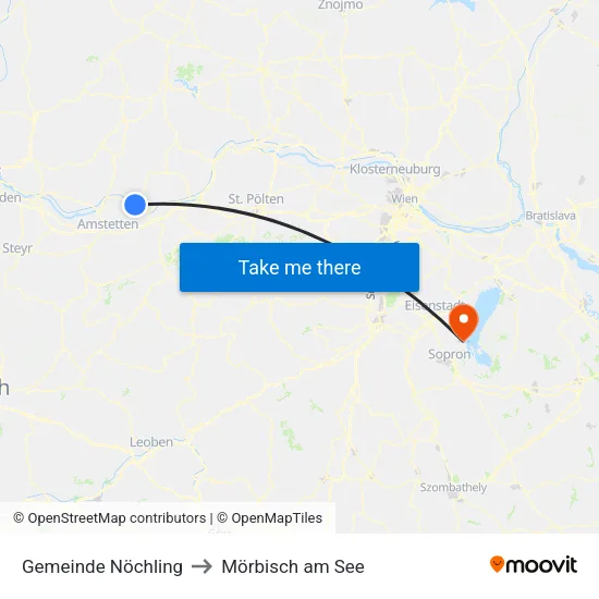 Gemeinde Nöchling to Mörbisch am See map