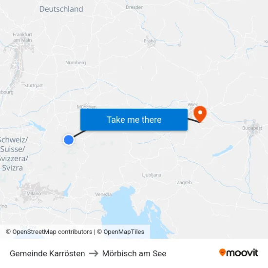 Gemeinde Karrösten to Mörbisch am See map