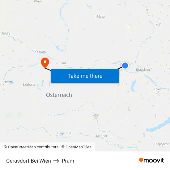 Gerasdorf Bei Wien to Pram map