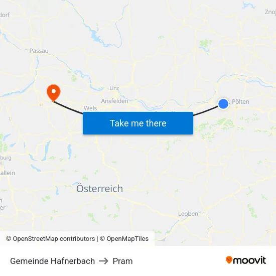 Gemeinde Hafnerbach to Pram map