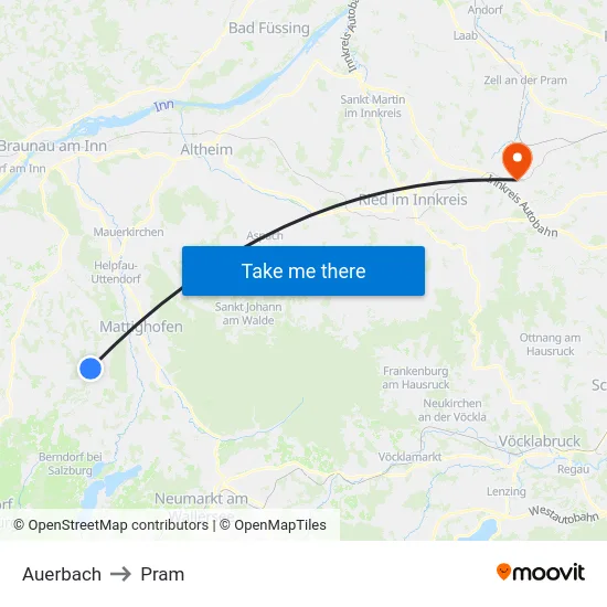 Auerbach to Pram map