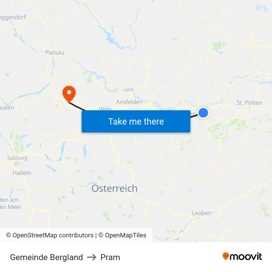 Gemeinde Bergland to Pram map