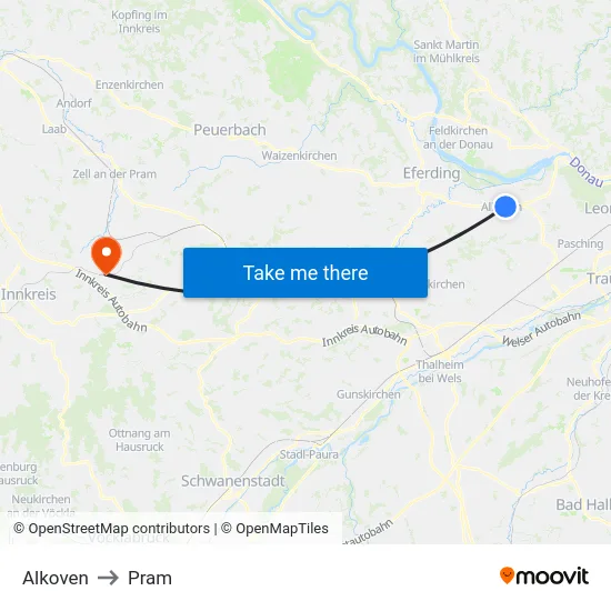 Alkoven to Pram map