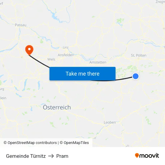 Gemeinde Türnitz to Pram map