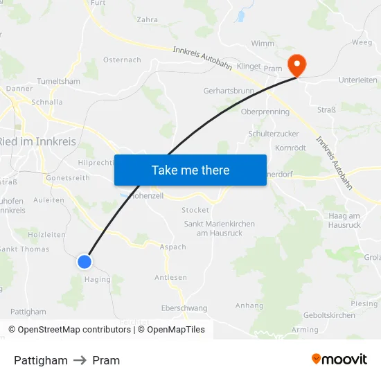 Pattigham to Pram map