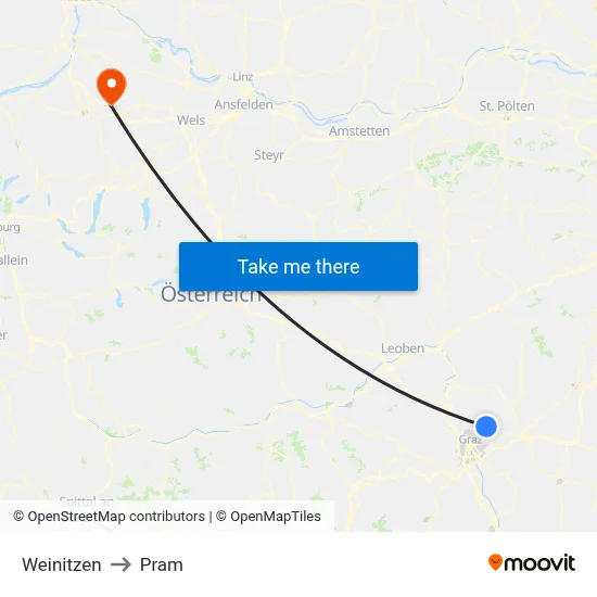 Weinitzen to Pram map