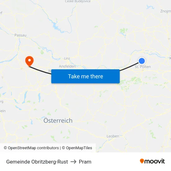 Gemeinde Obritzberg-Rust to Pram map
