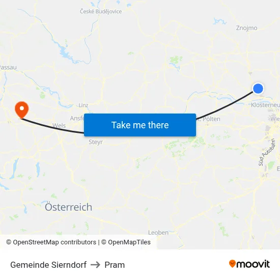 Gemeinde Sierndorf to Pram map