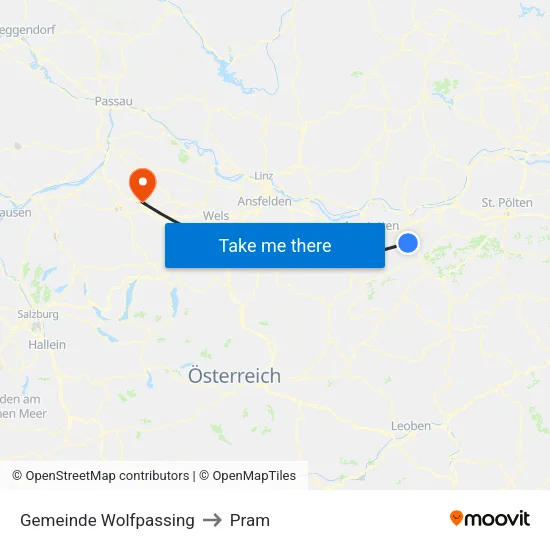 Gemeinde Wolfpassing to Pram map