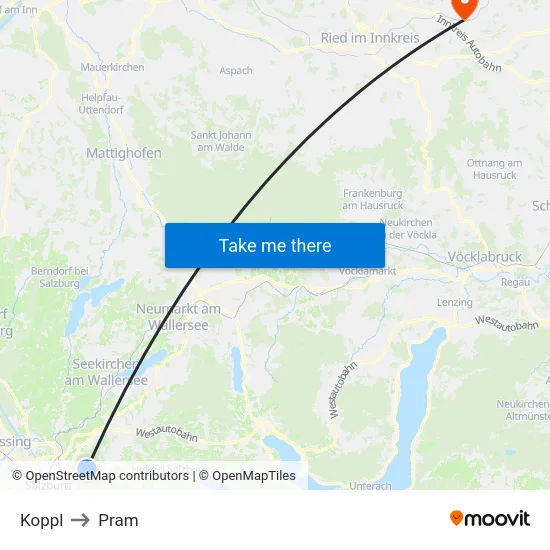 Koppl to Pram map