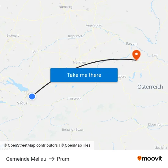 Gemeinde Mellau to Pram map