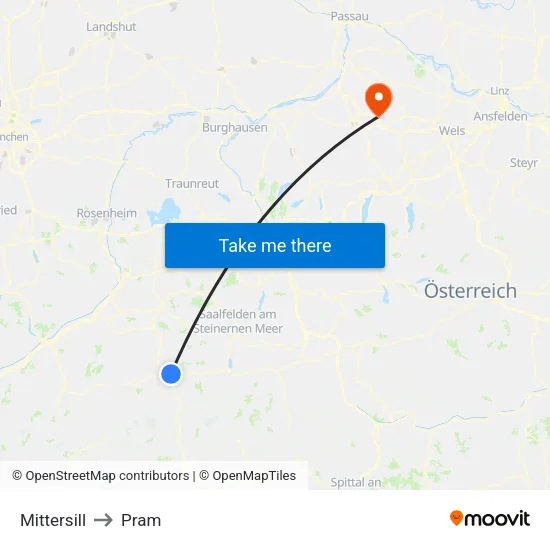 Mittersill to Pram map