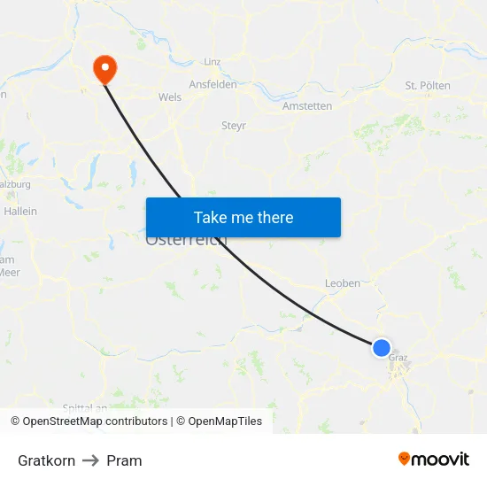 Gratkorn to Pram map