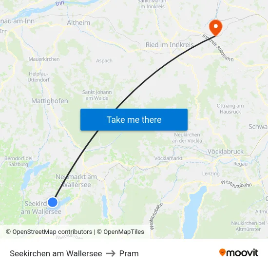 Seekirchen am Wallersee to Pram map