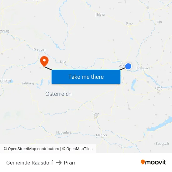 Gemeinde Raasdorf to Pram map