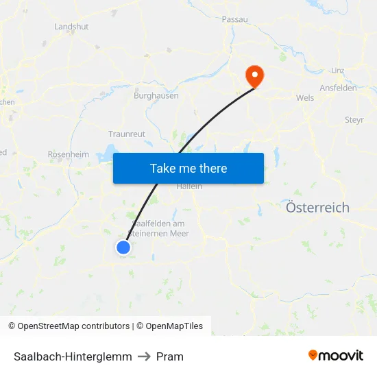 Saalbach-Hinterglemm to Pram map