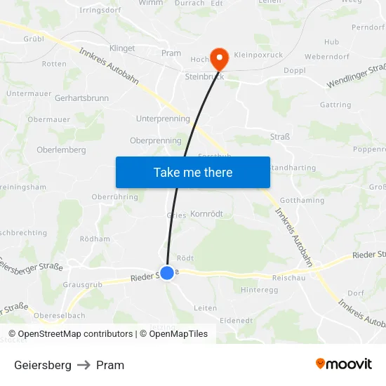 Geiersberg to Pram map