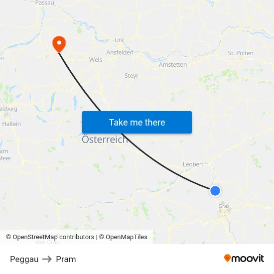 Peggau to Pram map