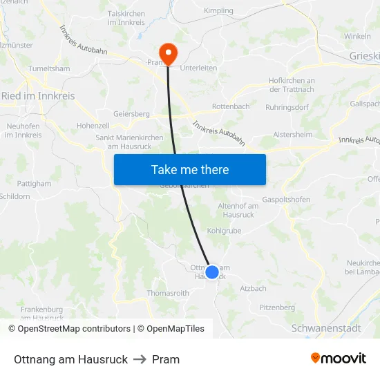 Ottnang am Hausruck to Pram map