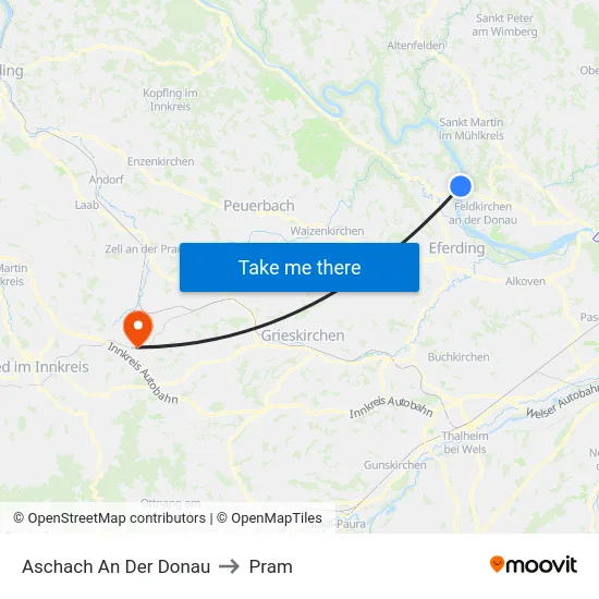 Aschach An Der Donau to Pram map