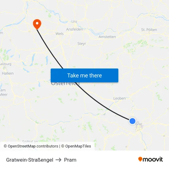 Gratwein-Straßengel to Pram map