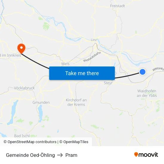 Gemeinde Oed-Öhling to Pram map
