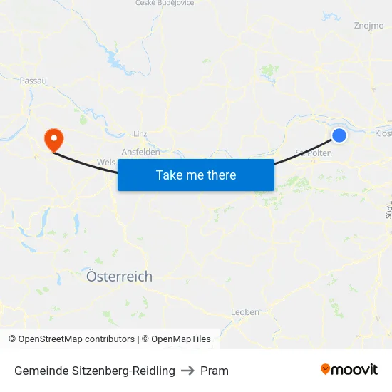 Gemeinde Sitzenberg-Reidling to Pram map