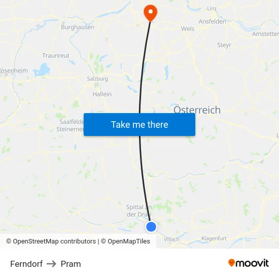 Ferndorf to Pram map