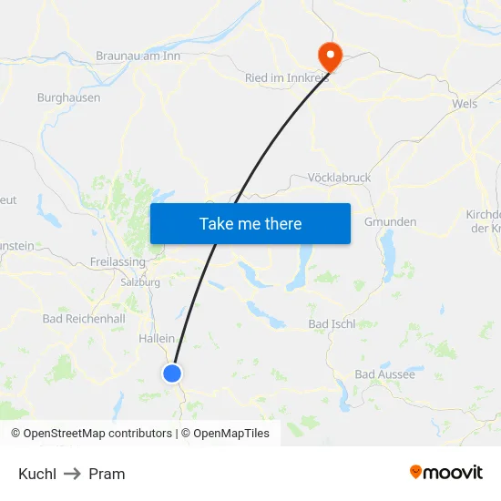 Kuchl to Pram map