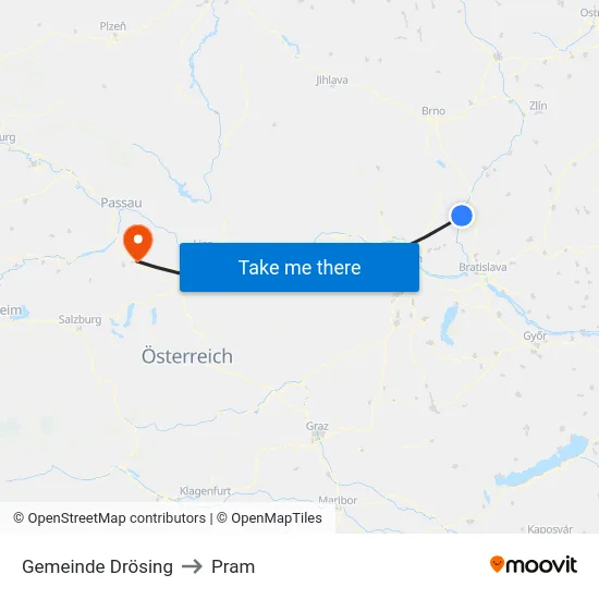 Gemeinde Drösing to Pram map