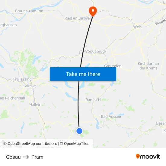 Gosau to Pram map