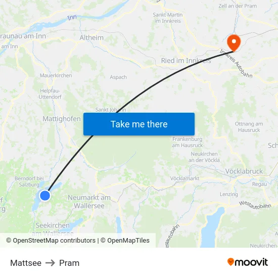 Mattsee to Pram map