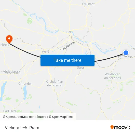 Viehdorf to Pram map