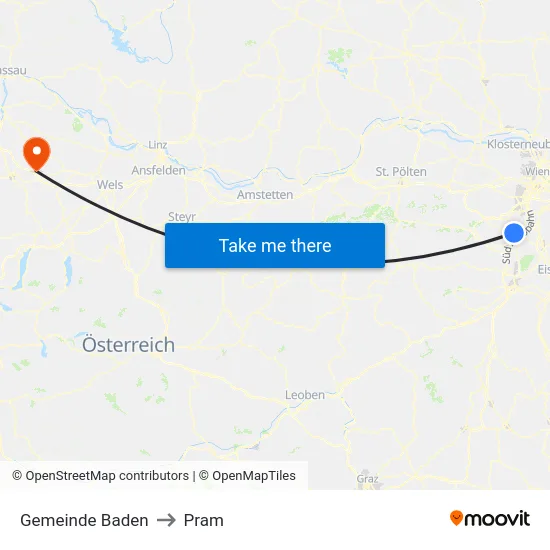 Gemeinde Baden to Pram map