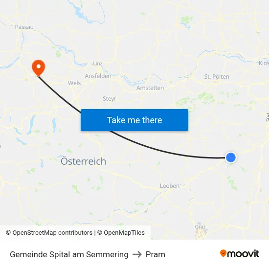Gemeinde Spital am Semmering to Pram map
