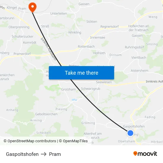 Gaspoltshofen to Pram map