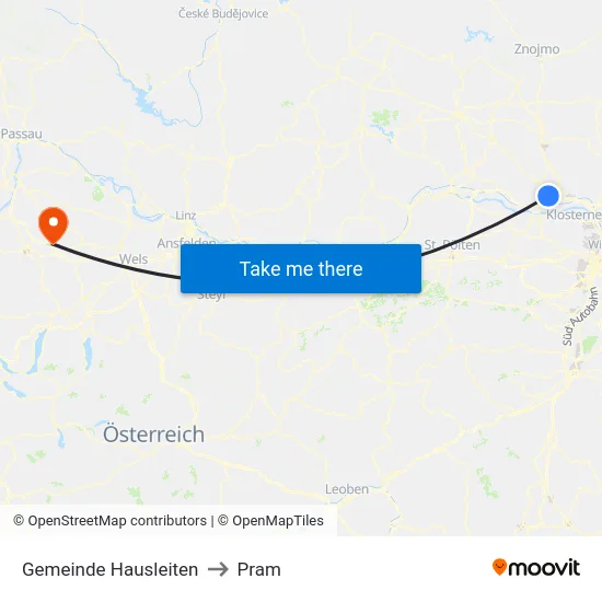 Gemeinde Hausleiten to Pram map