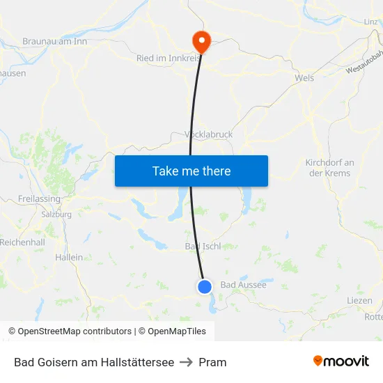 Bad Goisern am Hallstättersee to Pram map