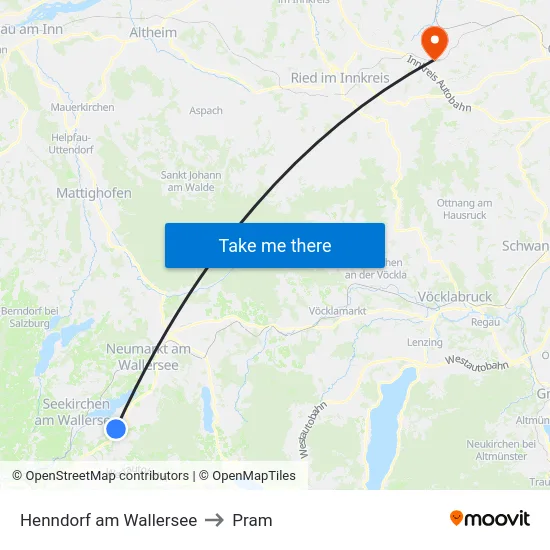 Henndorf am Wallersee to Pram map