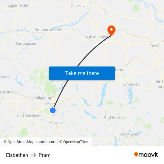 Elsbethen to Pram map