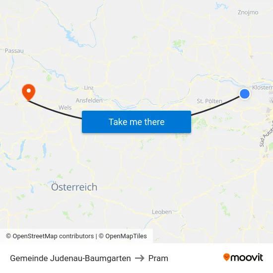 Gemeinde Judenau-Baumgarten to Pram map