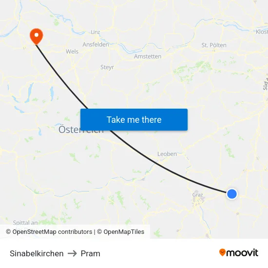 Sinabelkirchen to Pram map