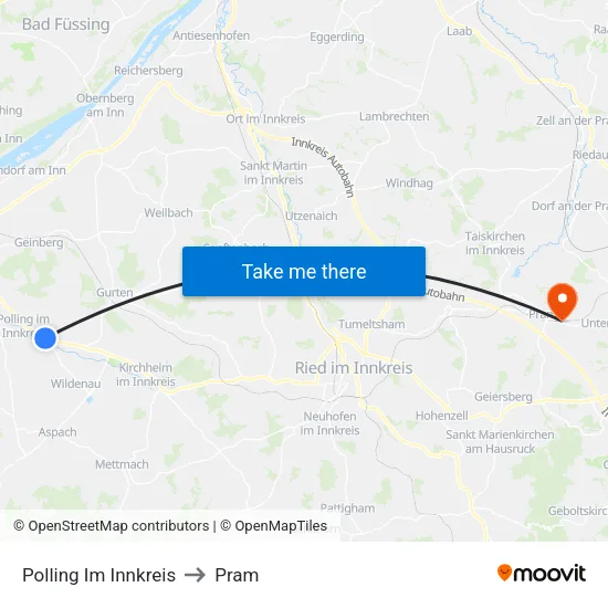 Polling Im Innkreis to Pram map