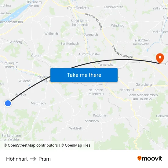 Höhnhart to Pram map